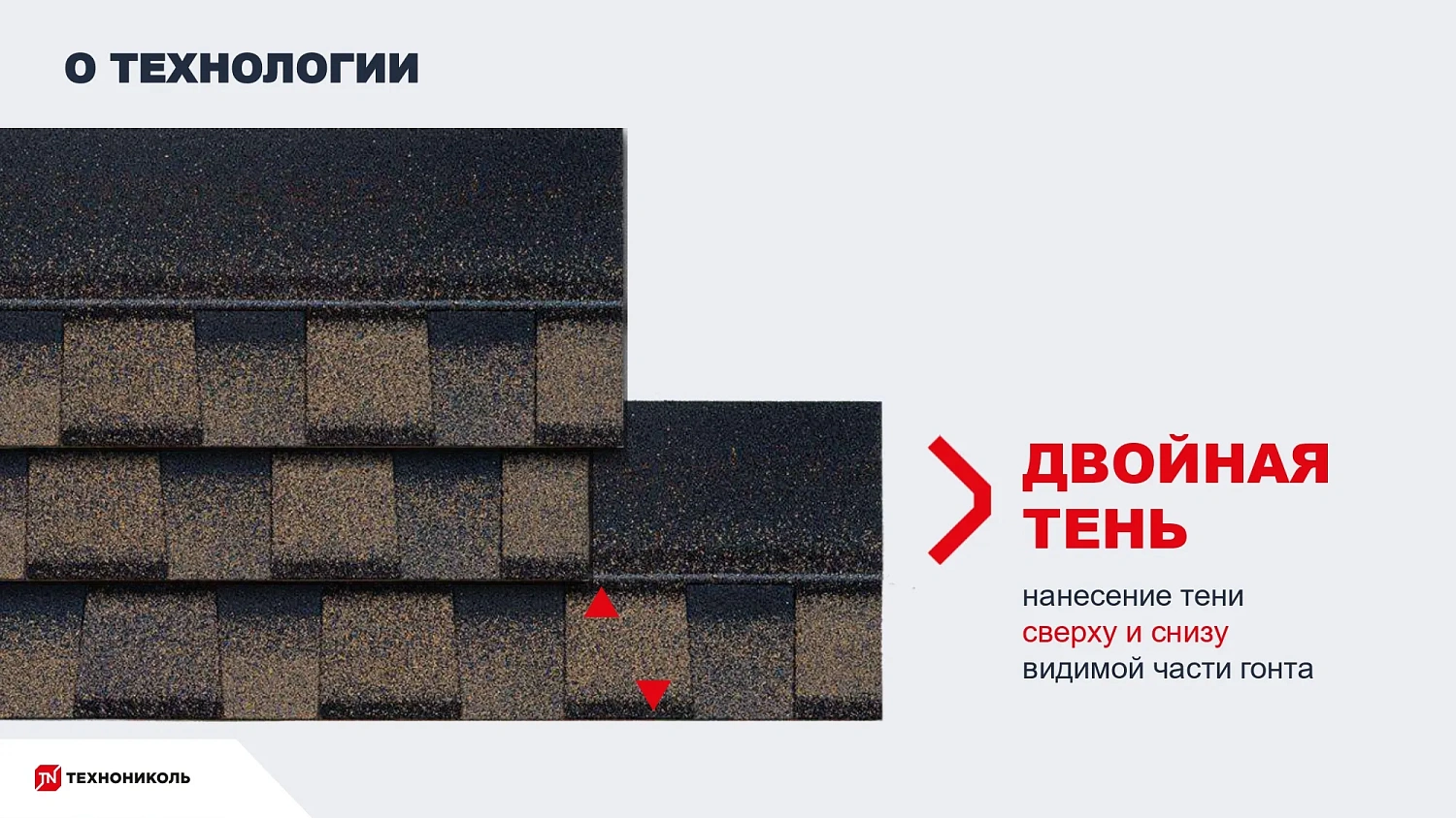 Многослойная гибкая черепица с технологией «Двойная тень»